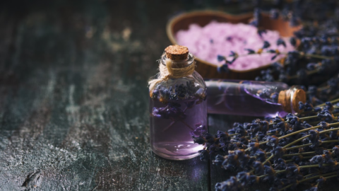 fresh lavender on a slate surface